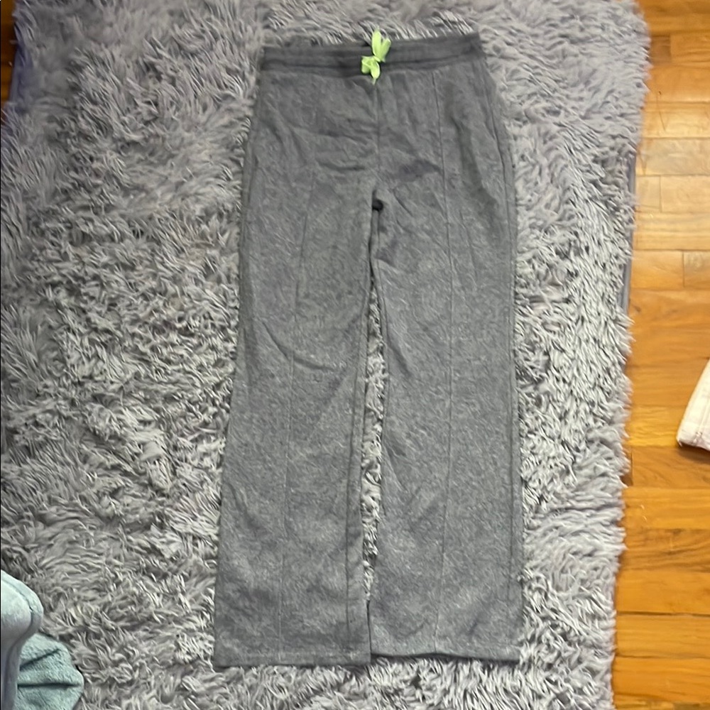 Gray Lounge Pants with Green Accent